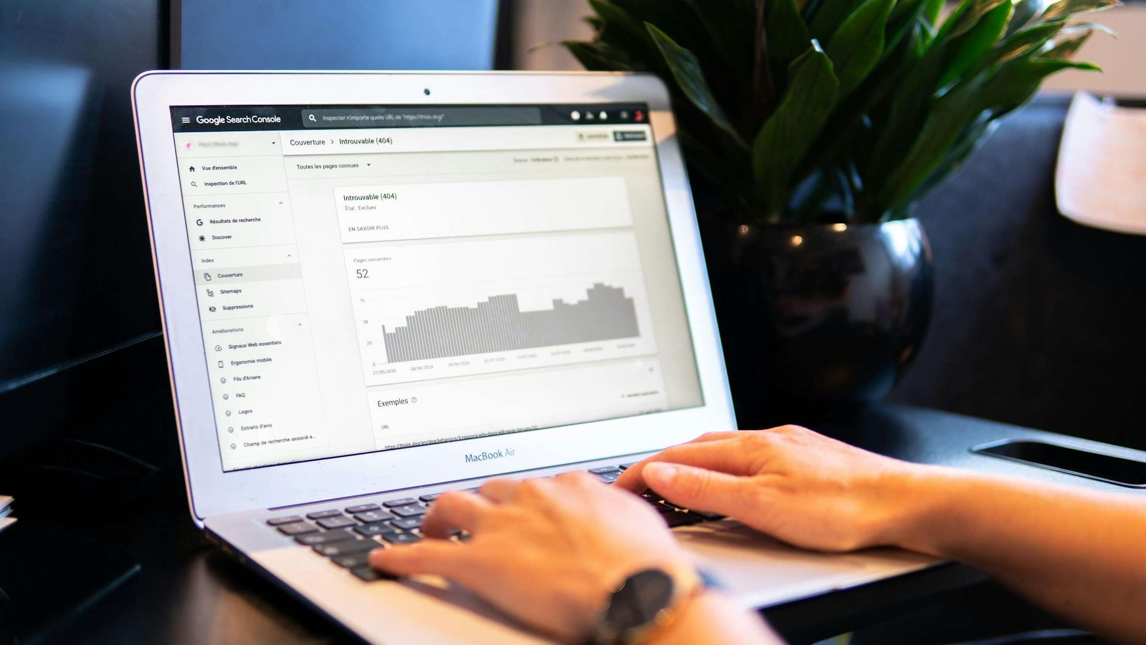 Contractor using Google Search Console to track local SEO performance